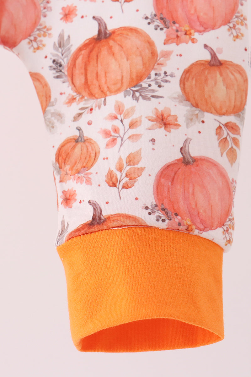 Orange Pumpkin Print Romper - Aaria Tees Aaria Tees