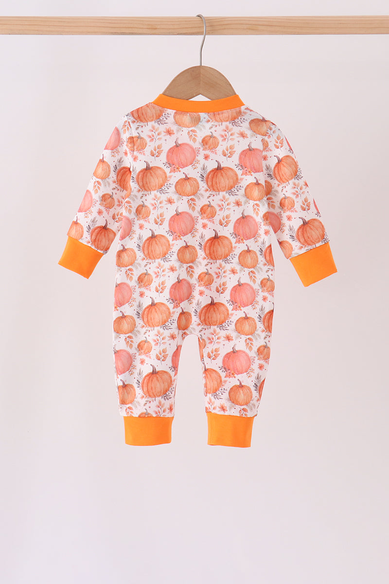 Orange Pumpkin Print Romper - Aaria Tees Aaria Tees