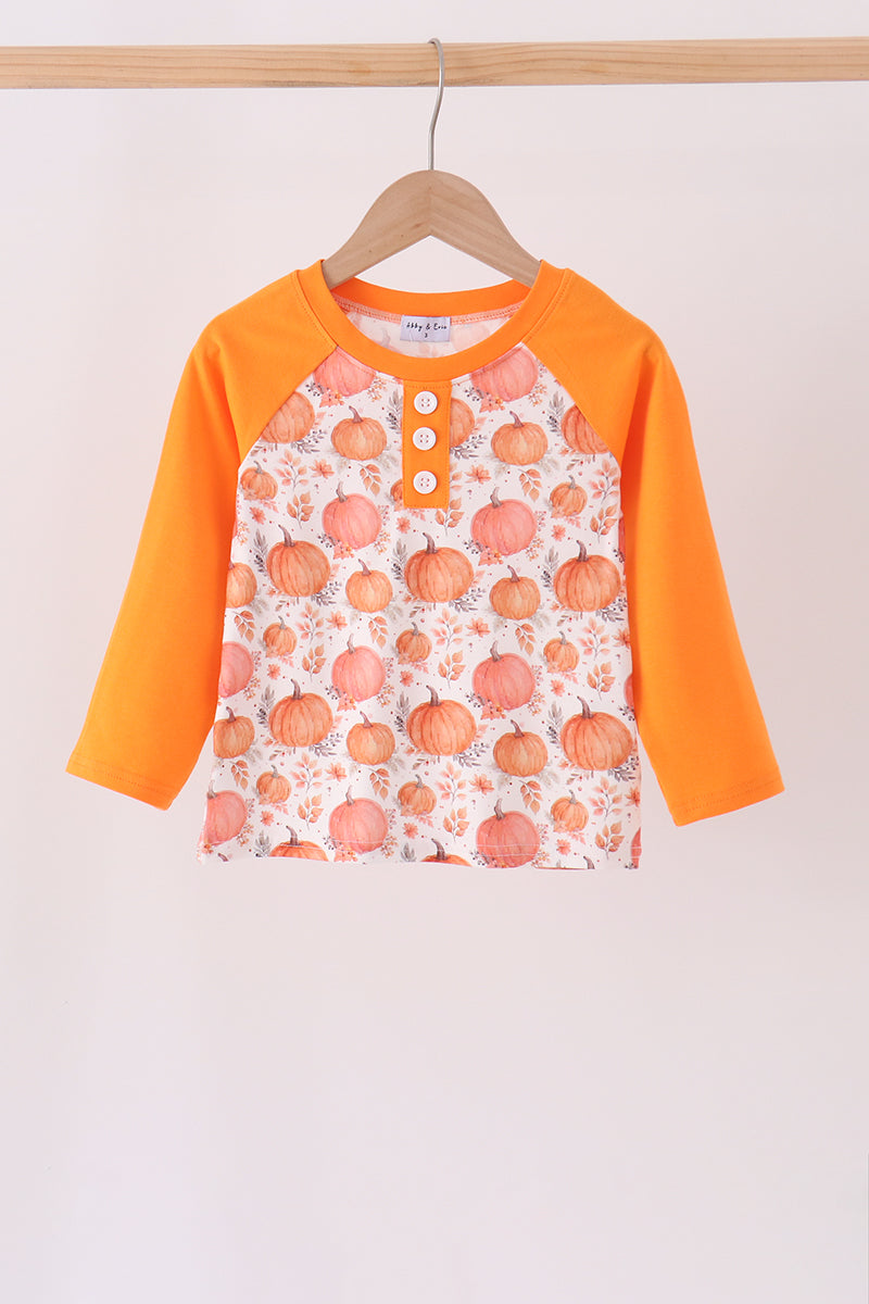 Orange Pumpkin Print Top - Aaria Tees Aaria Tees