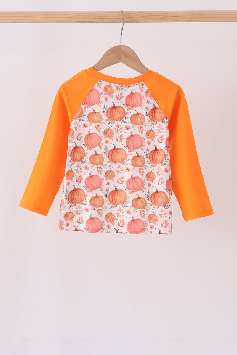 Orange Pumpkin Print Top - Aaria Tees Aaria Tees