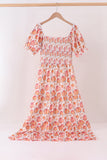 Orange Pumpkin Print Smocked Mom Dress - Aaria Tees Aaria Tees