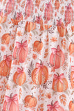 Orange Pumpkin Print Smocked Mom Dress - Aaria Tees Aaria Tees