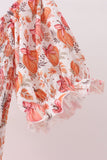 Orange Pumpkin Print Smocked Mom Dress - Aaria Tees Aaria Tees