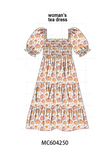 Orange Pumpkin Print Smocked Mom Dress Aaria Tees