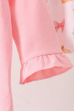 Pink pumpkin bow embroidery ruffle bloomer set - Aaria Tees Aaria Tees