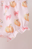 Pink pumpkin bow embroidery ruffle bloomer set - Aaria Tees Aaria Tees
