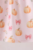 Pink pumpkin bow embroidery ruffle dress - Aaria Tees Aaria Tees