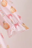 Pink pumpkin bow embroidery ruffle dress - Aaria Tees Aaria Tees