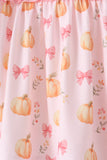 Pink pumpkin bow embroidery ruffle pants set - Aaria Tees Aaria Tees