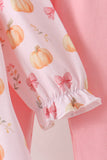Pink pumpkin bow embroidery ruffle pants set - Aaria Tees Aaria Tees