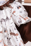 Brown zoo animal ruffle bloomer set - Aaria Tees Aaria Tees