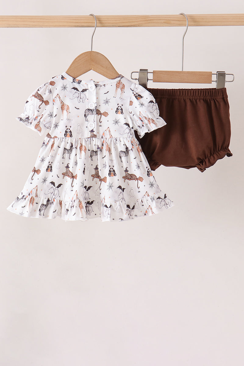 Brown zoo animal ruffle bloomer set - Aaria Tees Aaria Tees