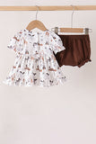 Brown zoo animal ruffle bloomer set - Aaria Tees Aaria Tees