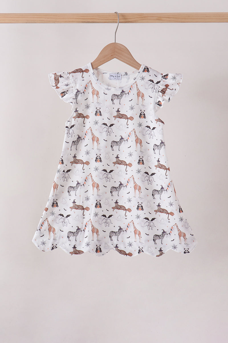 Brown zoo animal ruffle dress - Aaria Tees