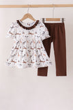 Brown zoo animal ruffle pants set - Aaria Tees Aaria Tees