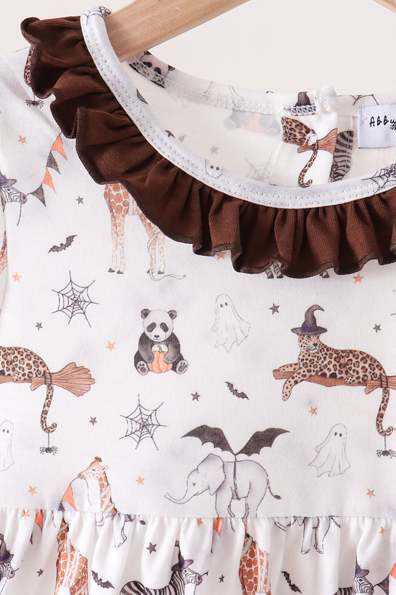 Brown zoo animal ruffle pants set - Aaria Tees Aaria Tees