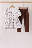 Brown zoo animal ruffle pants set - Aaria Tees Aaria Tees