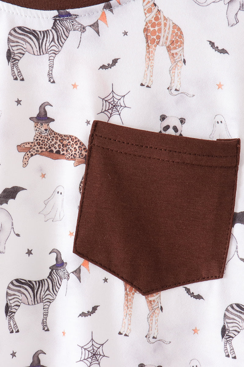 Brown zoo animal pocket top - Aaria Tees Aaria Tees