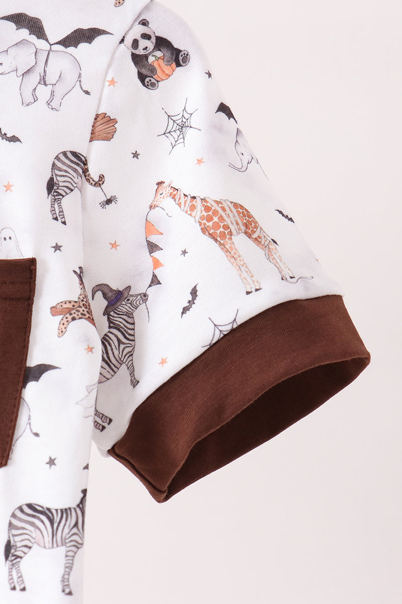 Brown zoo animal pocket top - Aaria Tees Aaria Tees