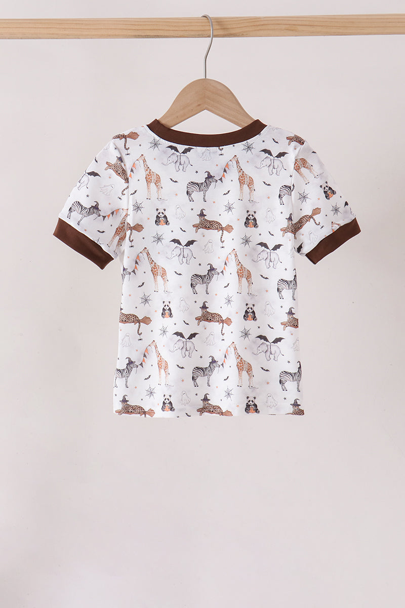 Brown zoo animal pocket top - Aaria Tees Aaria Tees