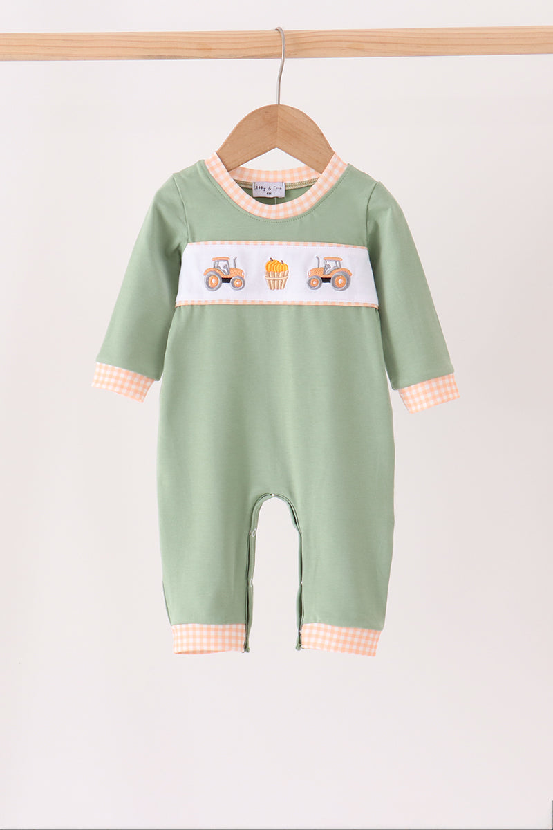 Green farm embroidery romper - Aaria Tees Aaria Tees