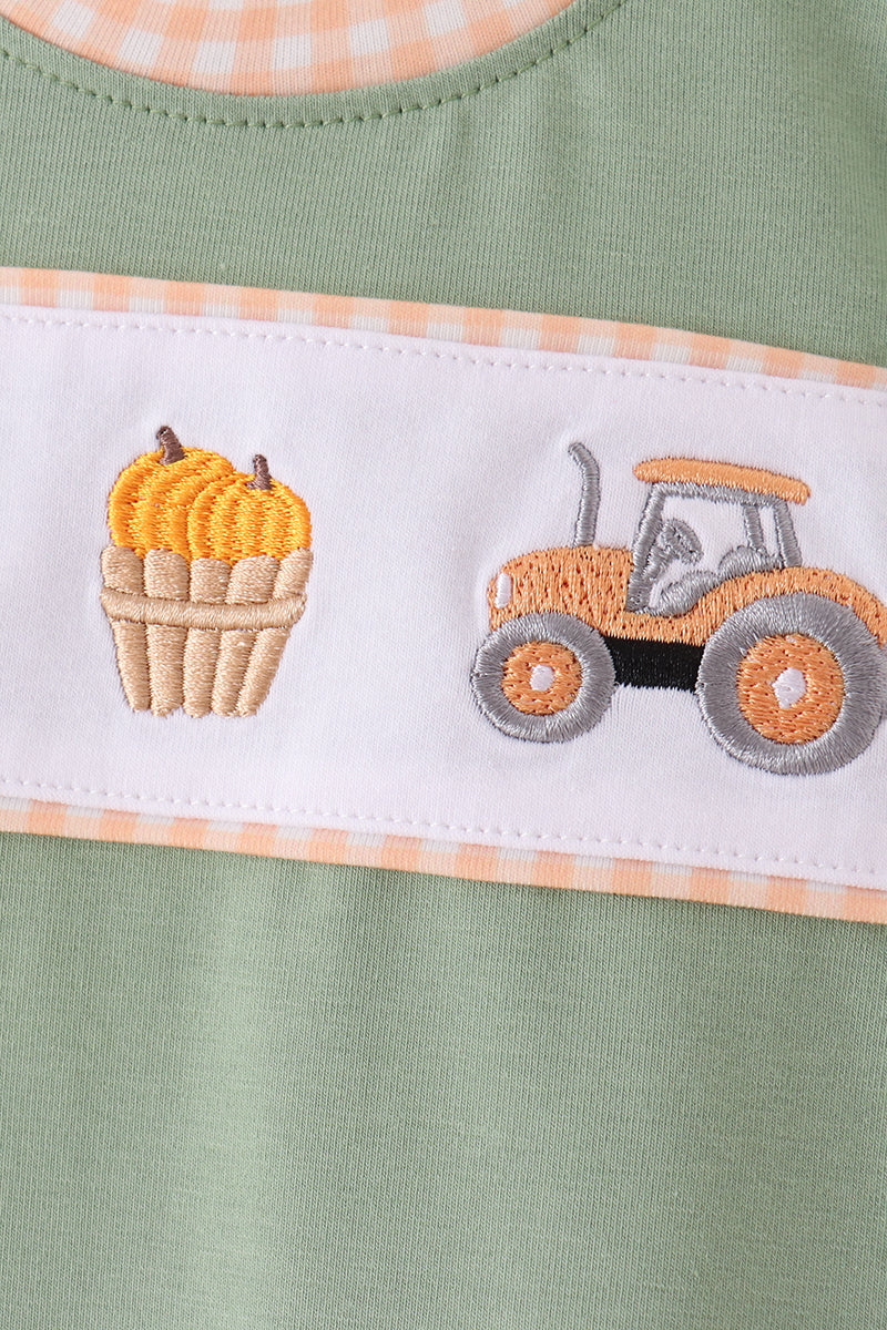 Green farm embroidery romper - Aaria Tees Aaria Tees