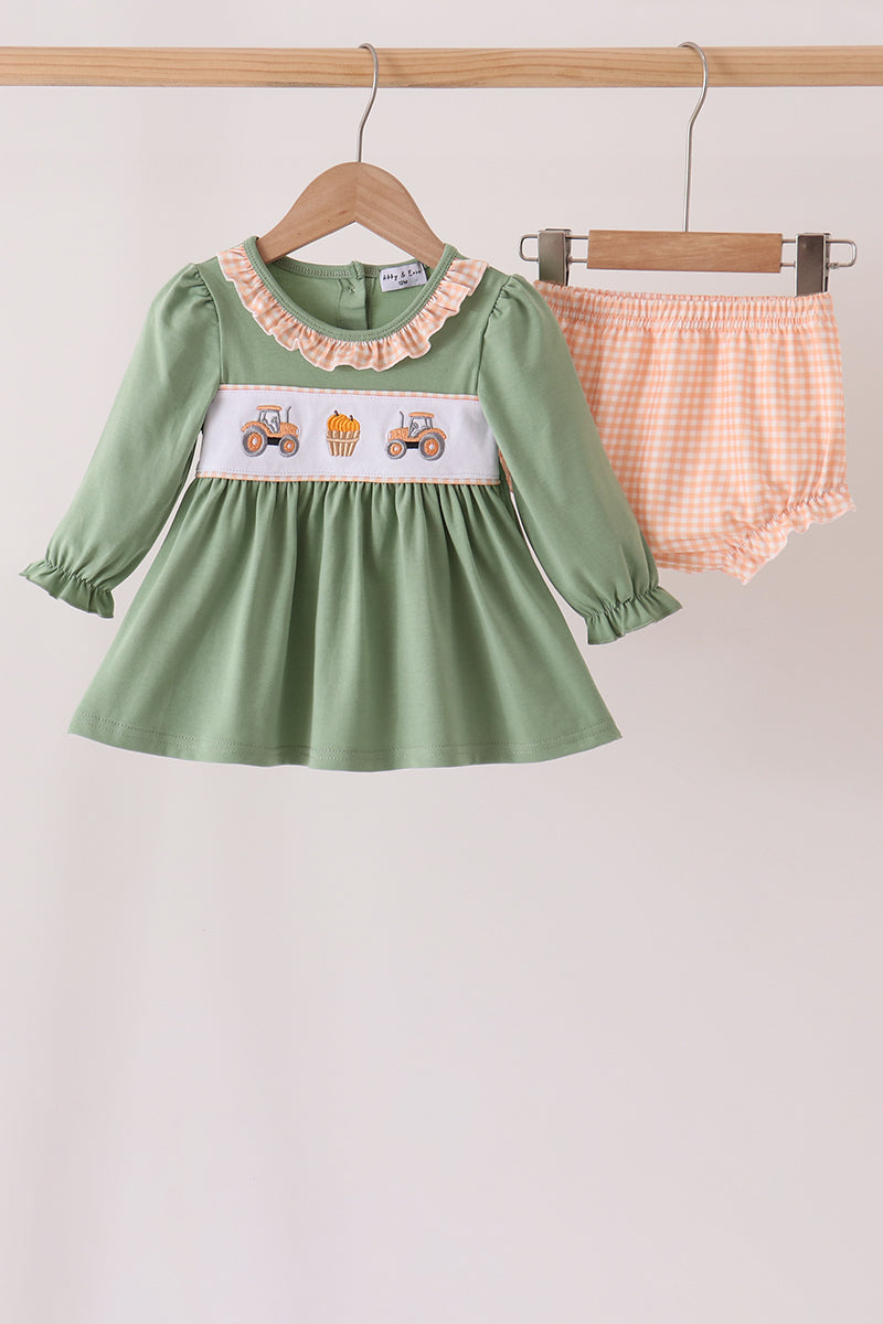 Green farm embroidery bloomer set - Aaria Tees