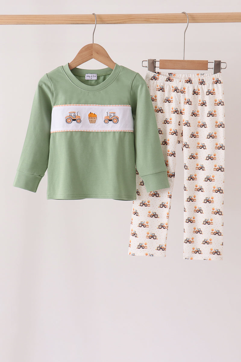 Green farm embroidery pants set - Aaria Tees Aaria Tees