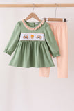 Green farm embroidery ruffle pants set - Aaria Tees Aaria Tees