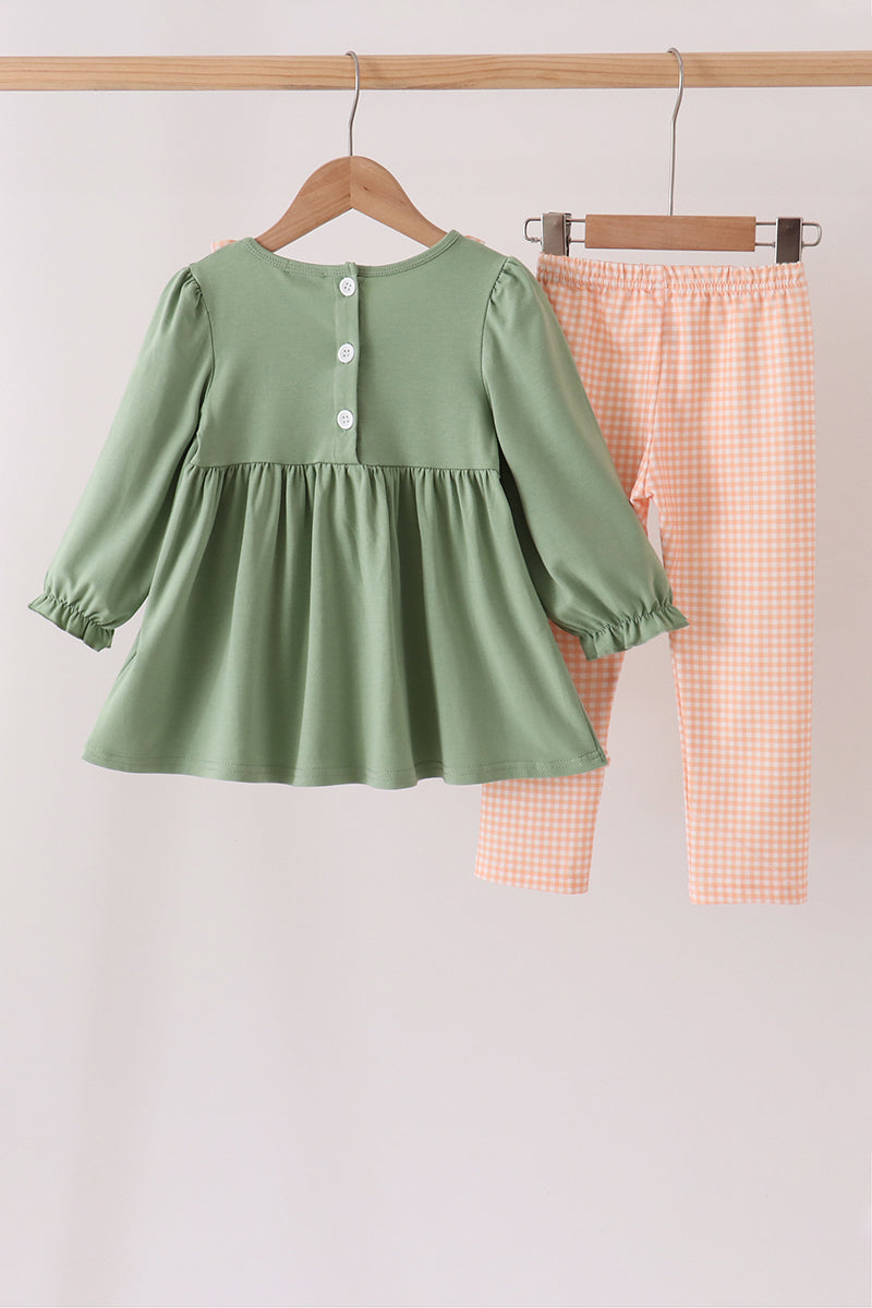 Green farm embroidery ruffle pants set - Aaria Tees Aaria Tees