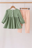 Green farm embroidery ruffle pants set - Aaria Tees Aaria Tees