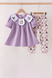 Purple spooky embroidery pants set Aaria Tees