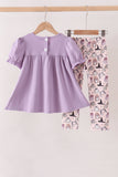 Purple spooky embroidery pants set Aaria Tees