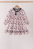 Pink Spooky print ruffle dress Aaria Tees