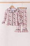 Pink Spooky print bamboo pajama set Aaria Tees