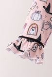 Pink Spooky print bamboo pajama set Aaria Tees