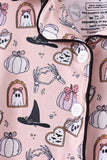 Pink Spooky print bamboo pajama set Aaria Tees