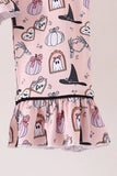 Pink Spooky print bamboo pajama set Aaria Tees
