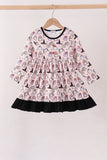 Pink Spooky print ruffle dress Aaria Tees