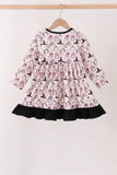 Pink Spooky print ruffle dress Aaria Tees
