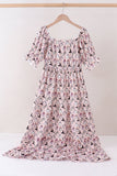 Pink Spooky print ruffle tiered mom dress Aaria Tees