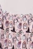 Pink Spooky print ruffle tiered mom dress Aaria Tees