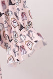 Pink Spooky print ruffle tiered mom dress Aaria Tees