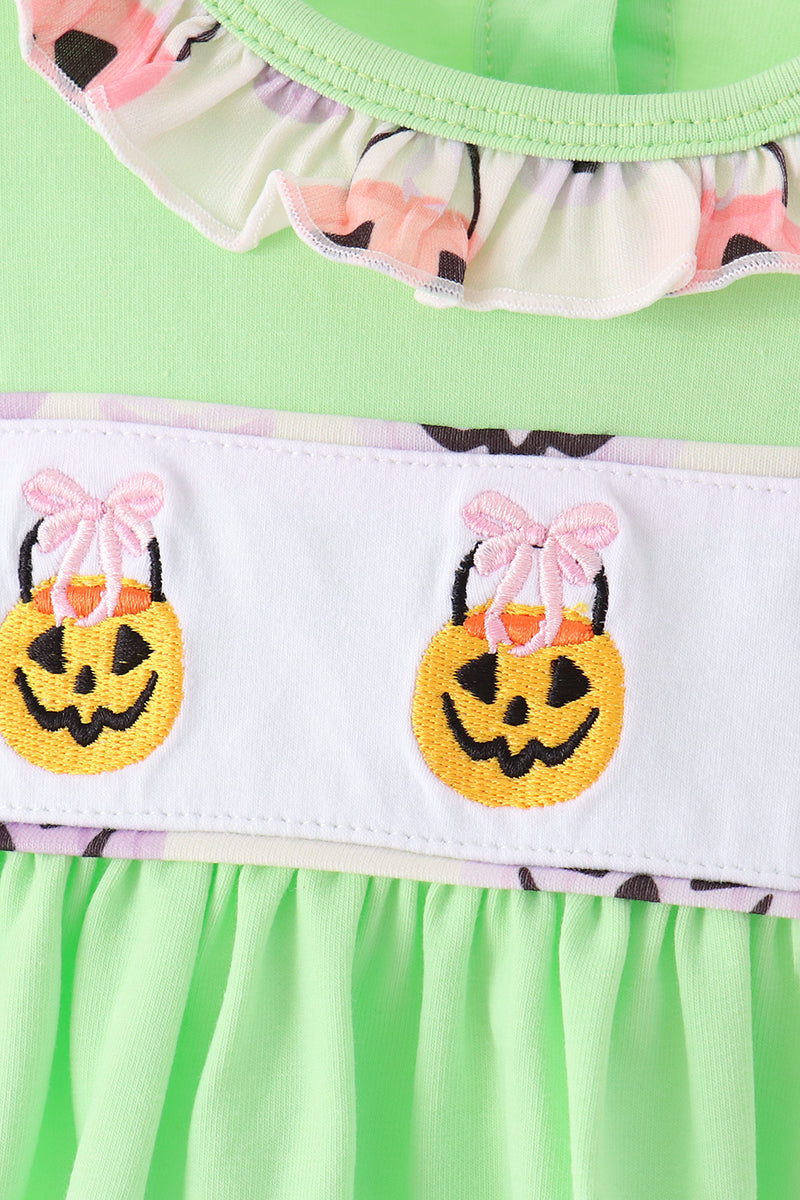 Green Jack-O-Lantern embroidery ruffle bloomer set - Aaria Tees Aaria Tees
