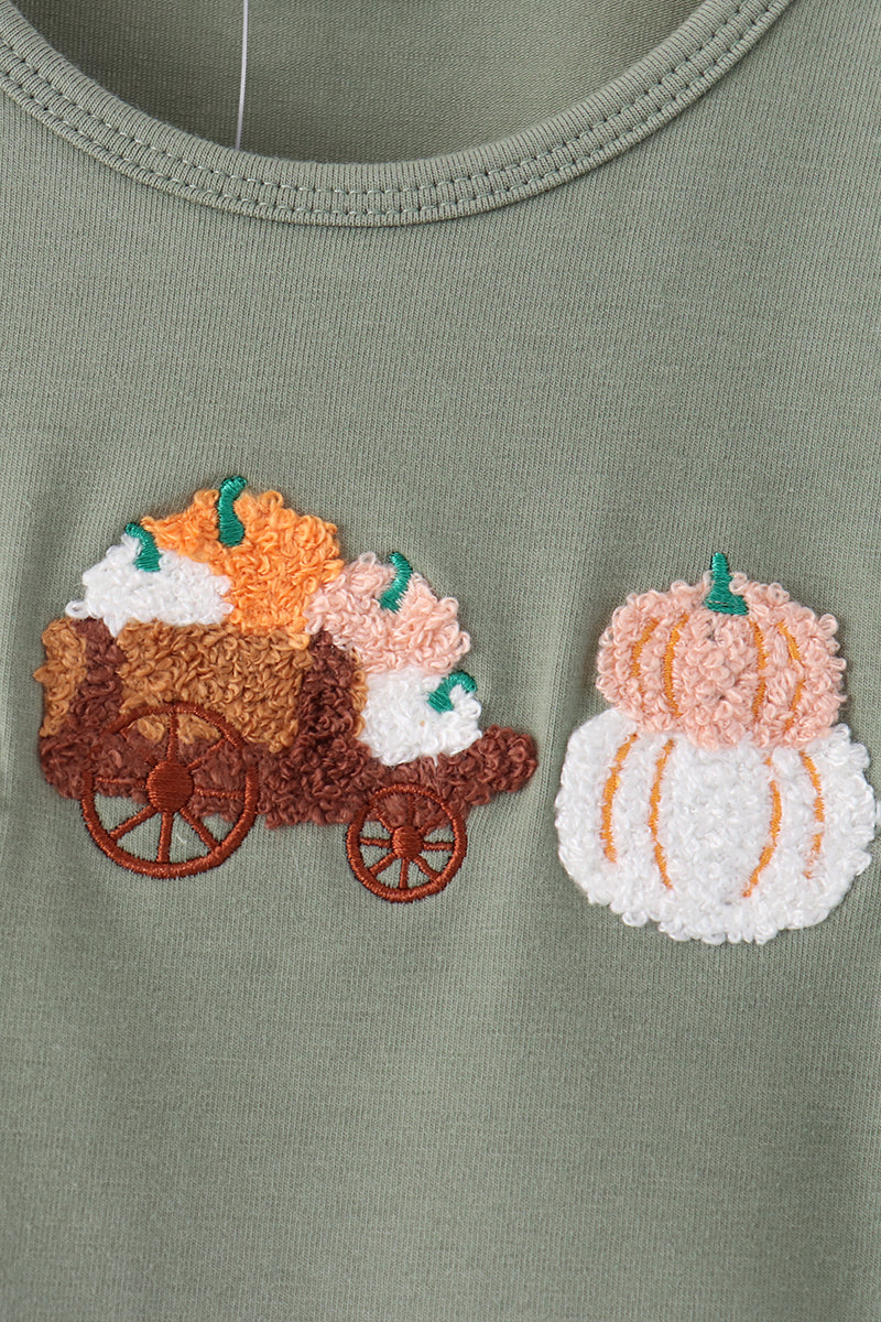 Green pumpkin french knot bloomer set - Aaria Tees Aaria Tees