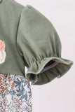 Green pumpkin french knot bubble - Aaria Tees Aaria Tees