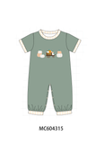 Green pumpkin french knot romper Aaria Tees