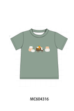 Green pumpkin french knot top Aaria Tees