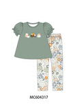 Green pumpkin french knot pants set Aaria Tees