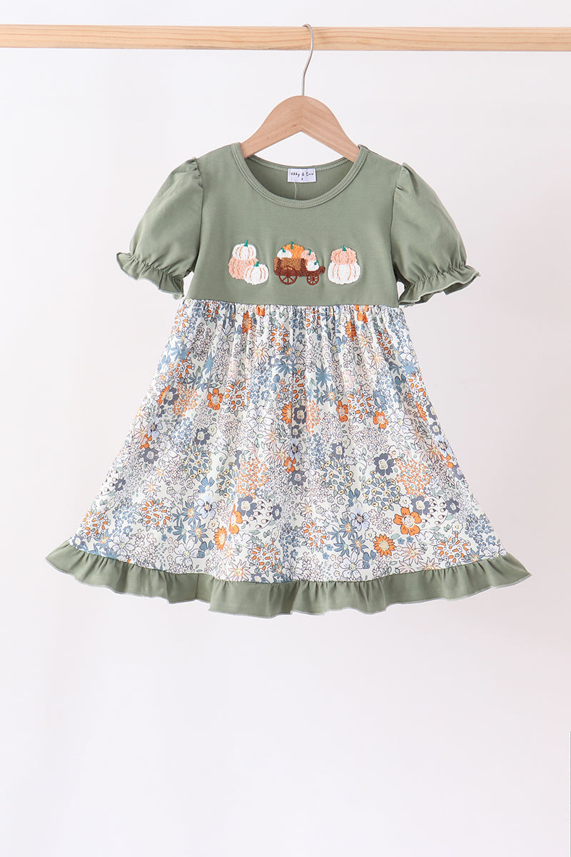 Green pumpkin french knot dress - Aaria Tees